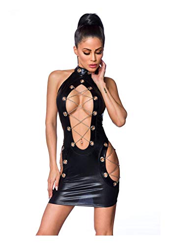 SARESIA-Damen-Minikleid-im-Wetlook-M273